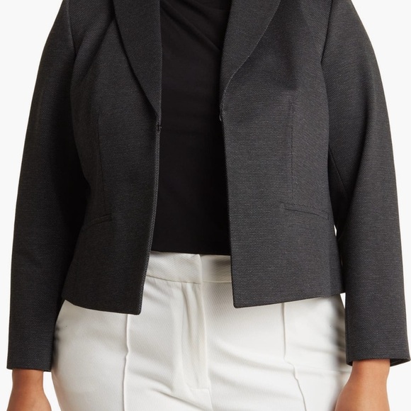 CK Charcoal Grey Cropped Blazer with Notched Lapels - Picture 2 of 3